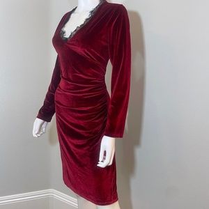 Lux Burgundy Red Pencil Dress with Lace - NEW - Pinup Style